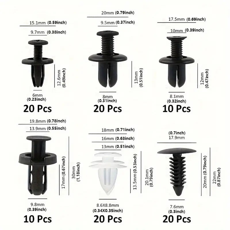 KIT DE CLIPS REMACHES PARA CARRO X100 PIEZAS