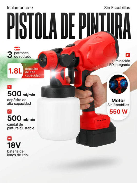 PISTOLA PULVERIZADORA INALÁMBRICA 550W – PINTA RÁPIDO, FÁCIL Y SIN ESFUERZO
