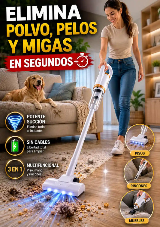ASPIRADORA INALÁMBRICA 3 EN 1 | ELIMINA POLVO, PELOS Y MIGAS EN SEGUNDOS