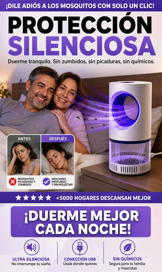 LÁMPARA UV ANTIMOSQUITOS – SILENCIOSA, USB Y SIN QUÍMICOS