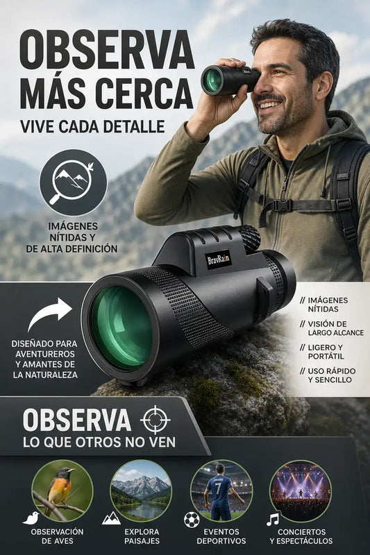 TELESCOPIO MONOCULAR PROFESIONAL 16X52 – VE HASTA 16 VECES MÁS CERCA