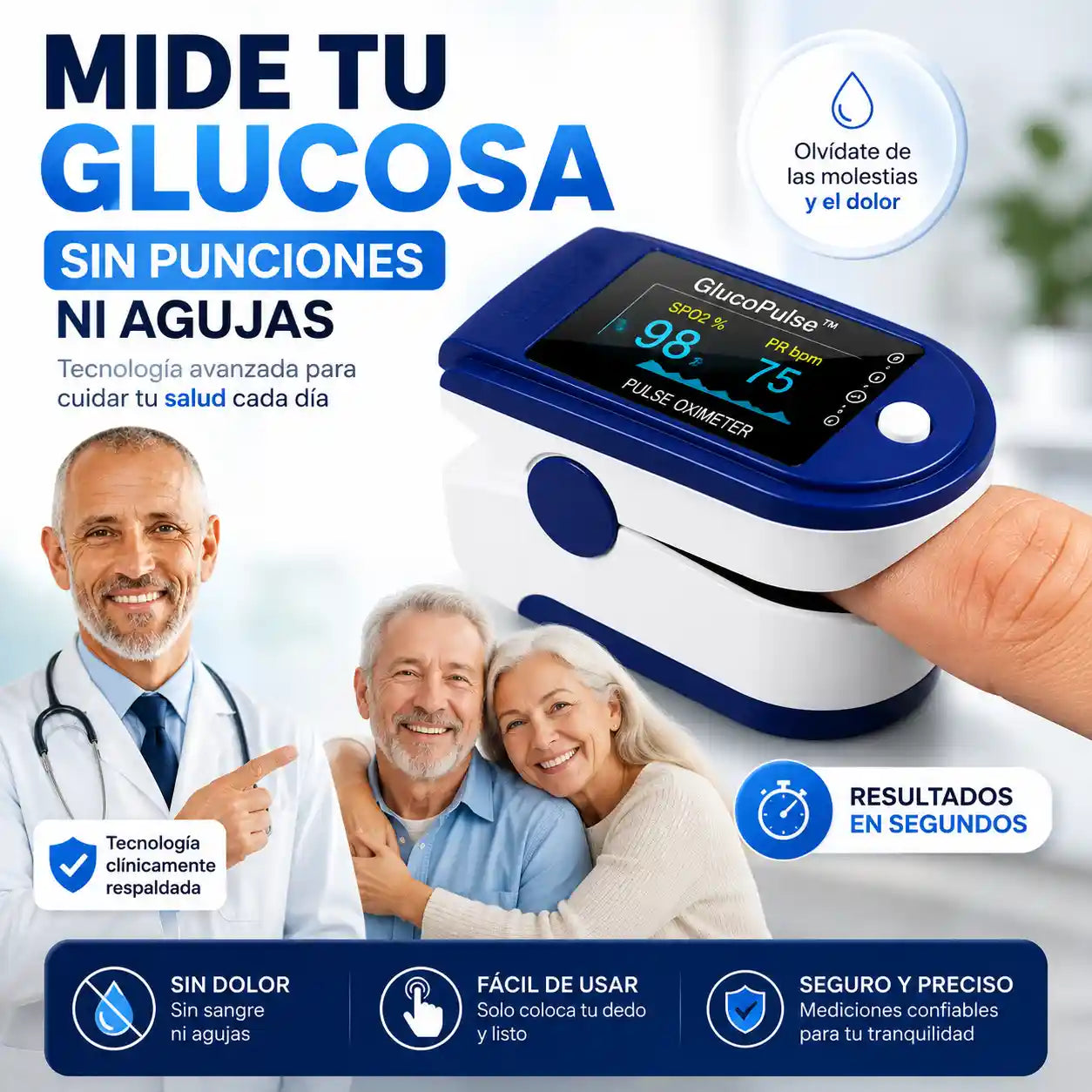 GLUCOPULSE™ ORIGINAL | SIN PUNCIONES NI AGUJAS