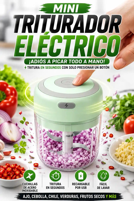 MINI TRITURADOR ELÉCTRICO - ¡ADIÓS A PICAR TODO A MANO!