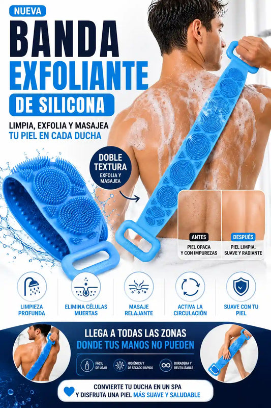 BANDA EXFOLIANTE DE SILICONA | EXFOLIA, MASAJEA Y RENUEVA TU PIEL