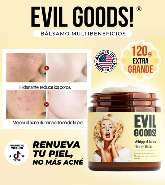 EVIL GOODS CREMA DE SEBO DE RES: ELIMINA ESTRIAS, ACNE Y LINEAS DE EXPRESION EN SEGUNDOS