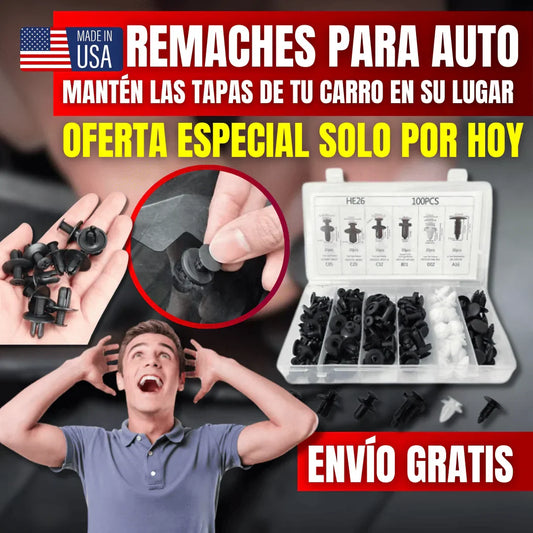 KIT DE CLIPS REMACHES PARA CARRO X100 PIEZAS