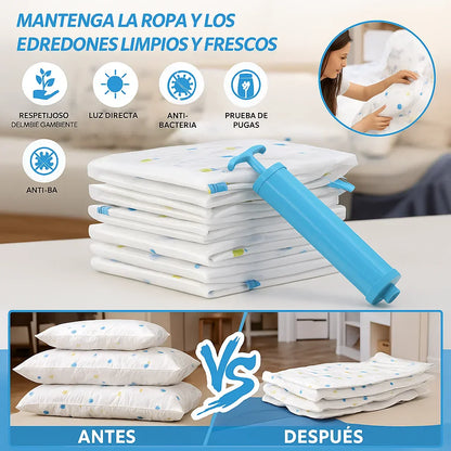 COMBO X5 BOLSAS AL VACÍO REUTILIZABLES + BOMBA DE AIRE