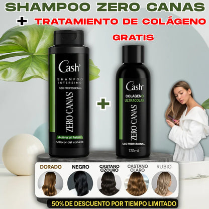 ¡ADIÓS CANAS AL INSTANTE! SHAMPOO ZERO CANAS + TRATAMIENTO DE COLÁGENO GRATIS