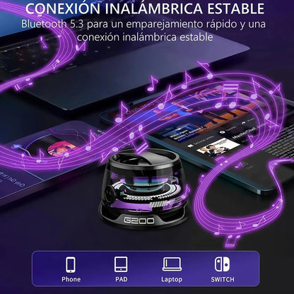 MINI PARLANTE CON EMPAREJAMIENTO DUAL LUCES RGB Y SOPORTE MAGNÉTICO