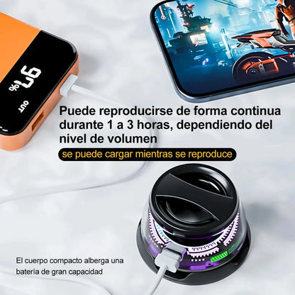 MINI PARLANTE CON EMPAREJAMIENTO DUAL LUCES RGB Y SOPORTE MAGNÉTICO