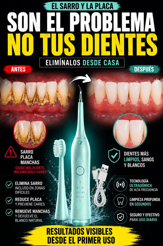 LIMPIADOR DENTAL ULTRASÓNICO 3 EN 1 | ELIMINA SARRO, PLACA Y MANCHAS